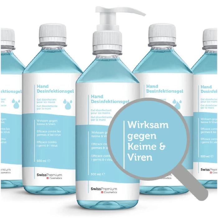 Wiesenberg Hand disinfectant gel, 5 x 500 ml (5 x dosing pump)
