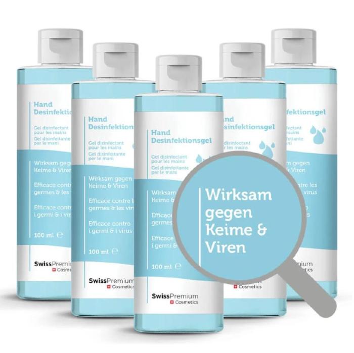 Wiesenberg Hand disinfectant gel, 5 x 100 ml