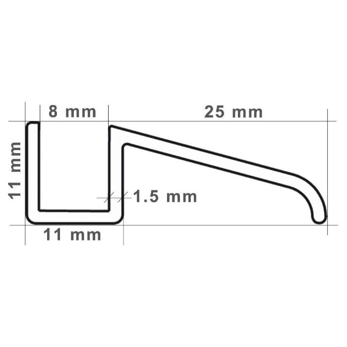 Dichtprofil 11mm für Schiebetüren mit Lippe (2500mm) Duschdichtung 6-8mm  Glas -ÜBERLÄNGE