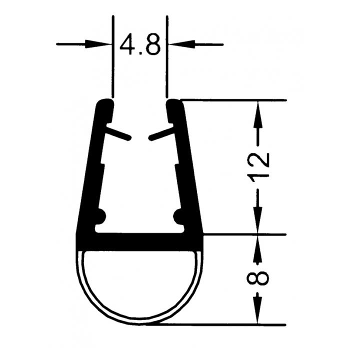 Dichtprofil 11mm für Schiebetüren mit Lippe (2500mm) Duschdichtung 6-8mm  Glas -ÜBERLÄNGE