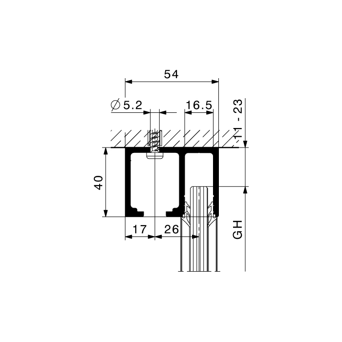 Top track set Junior 80 / GP, with fixed glass, predrilled