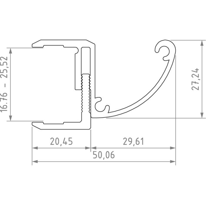 Regenrinne für Glasvordächer, Glas 16,76-25,52 mm - KRAUS