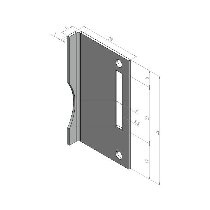 Gche MINI-PL-PLUS avec arrt pour montage porte pivotante