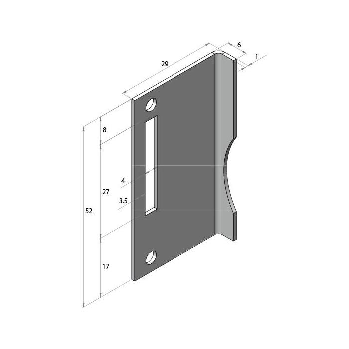 Gche MINI-PL-PLUS avec arrt pour montage porte pivotante