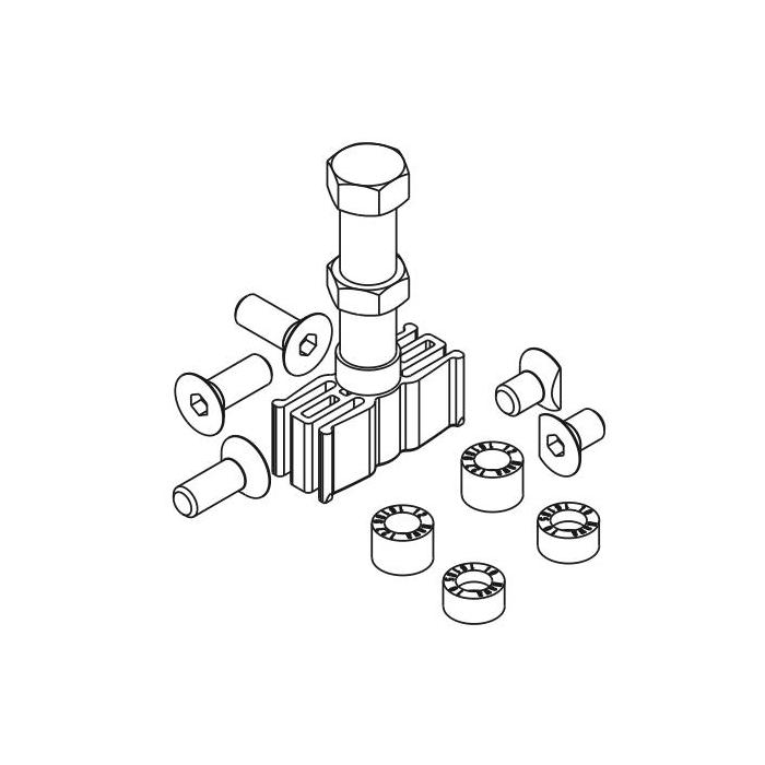 Guide slider rattle proof, plastic, with mounting screw,for patch suspension