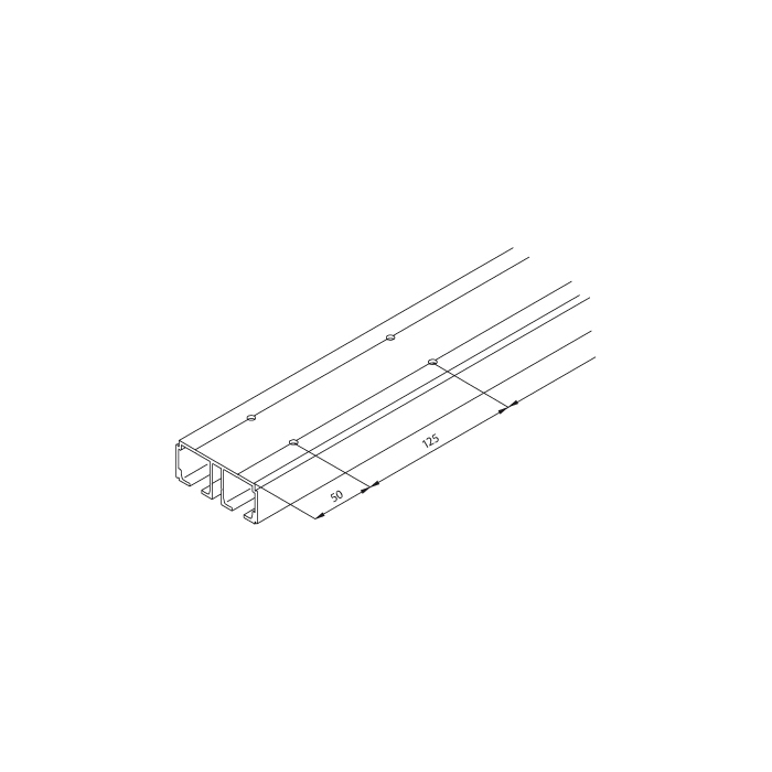 Rail de roulement double, HAWA DIVIDO 100 GRM, perfor