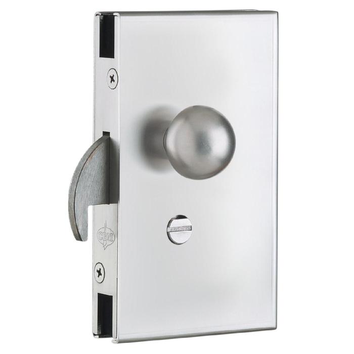 Serrure de porte coulissante PL avec bouton à verrou d'un côté & bouton  fixe de chaque côté