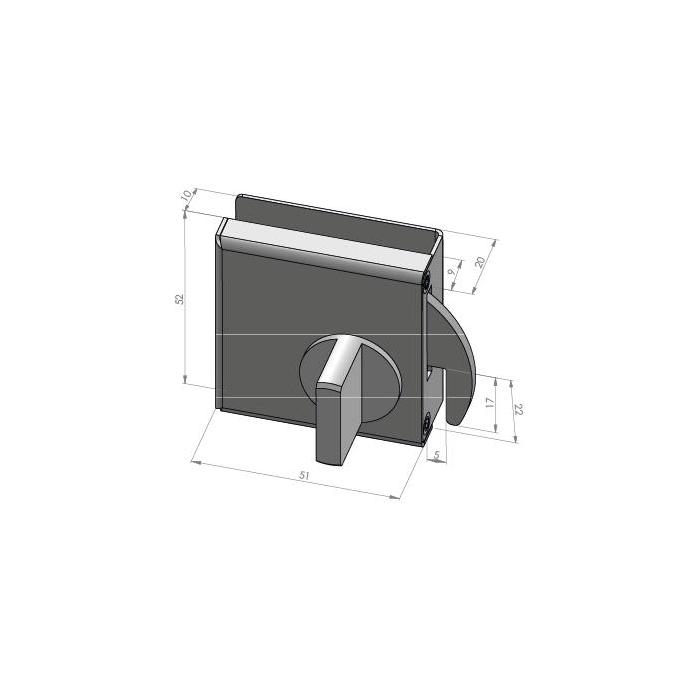 Serrure de porte coulissante PL avec bouton à verrou d'un côté & bouton  fixe de chaque côté