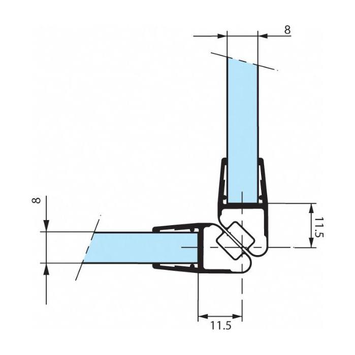 Joints de douche magnétiques 90° pour portes va-et-vient