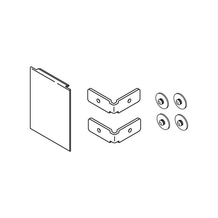 Fascia end component set, mod. GF, one-sided, wall mounting