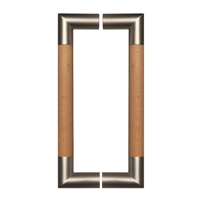 Pull handle for sauna (solid wood and chromed brass)