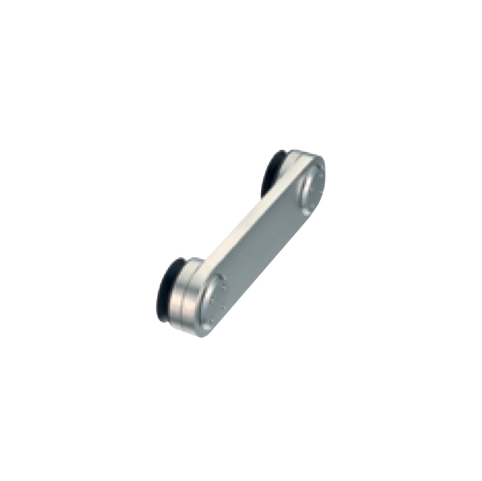 Flat single piece glass connector, ajustable at 180, coutersunk screw