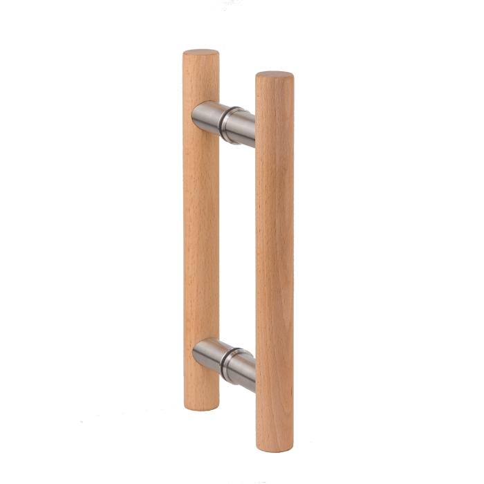Pull handle (solid wood and stainless steel black)