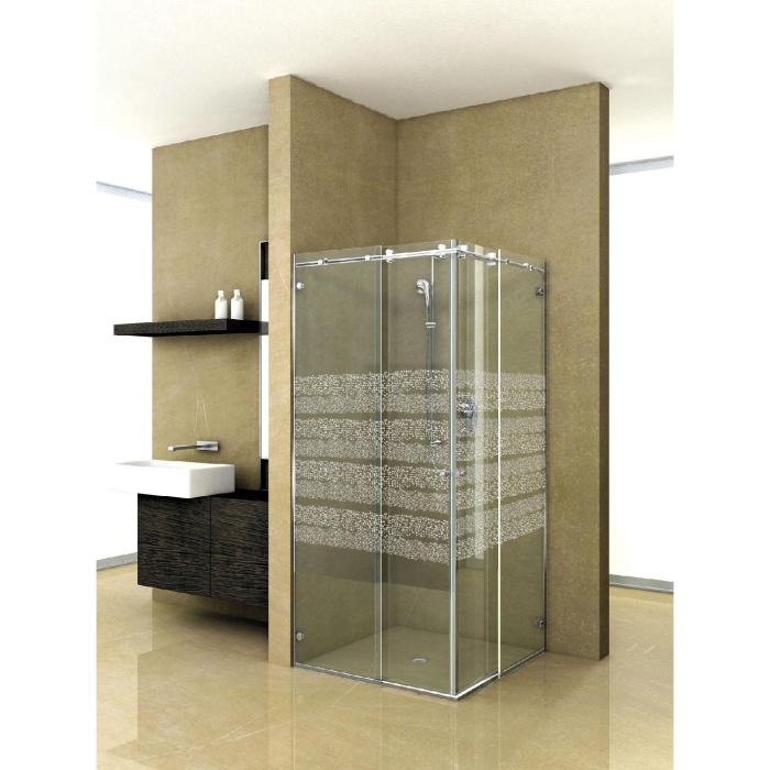 Systme de porte de douche Hip-Zac, set complet pour solution d'angle avec verre fixe, porte double, avec accs par l'angle, rail de roulement rond