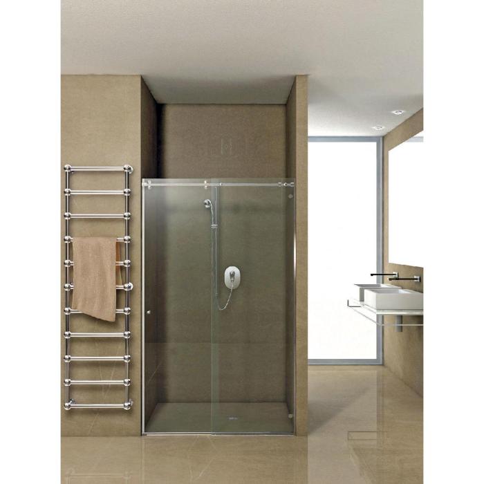 Systme de porte de douche Hip-Zac, set complet pour douche entre deux murs, rail de roulement rond