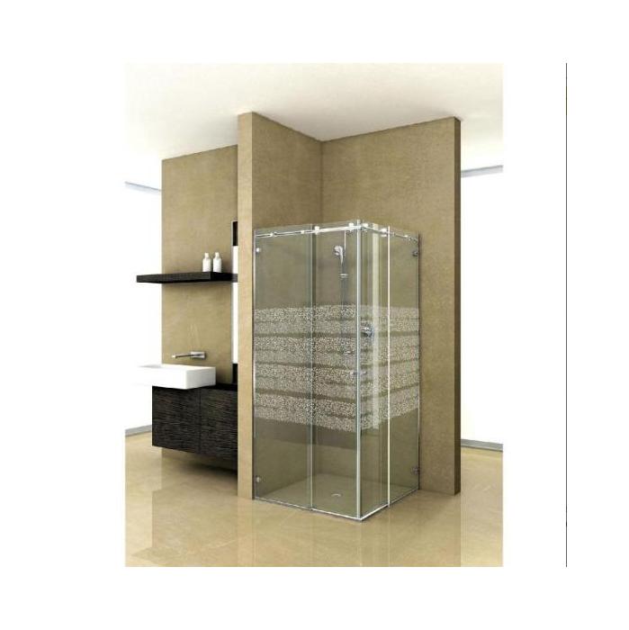 Systme de porte de douche Hip-Zac, set complet pour solution d'angle avec verre fixe, porte double, avec accs par l'angle, rail de roulement carr