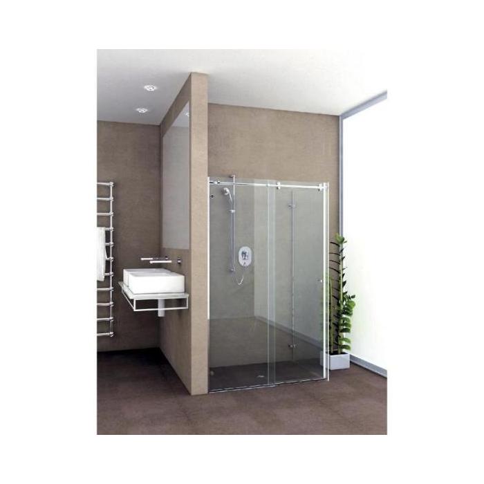 Systme de porte de douche Hip-Zac, set complet pour solution d'angle avec verre fixe, porte simple, rail de roulement carr