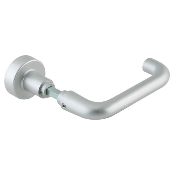 Door lever set with round lever handle and freely rotatable knob on change pin