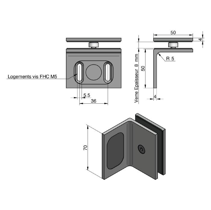 Angle connector for Wellness series with slotted hole