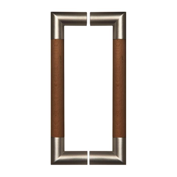 Pull handle for sauna (solid wood and chromed brass)