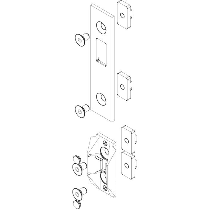 Strike plate for wall profile, including centering assemblies