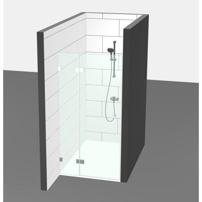 simpleShower, kit complet 2, douche en niche avec porte sur verre fixe
