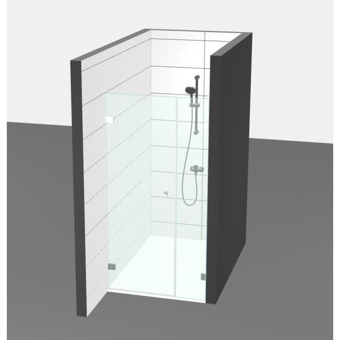 simpleShower, kit complet 3, douche en niche avec porte et verre fixe