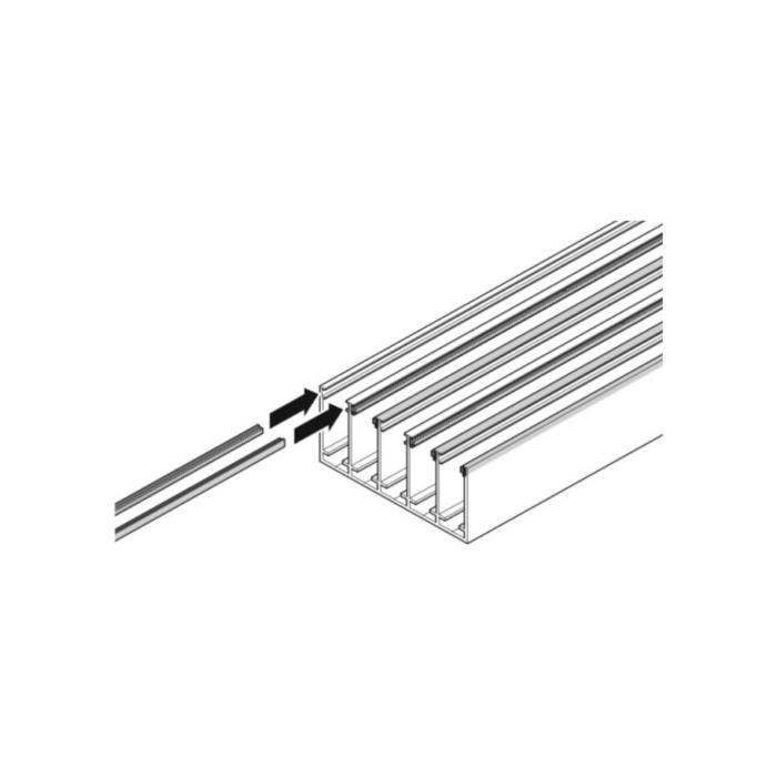 Atrivant 80, slide-in brush moulding for low ceiling track and wall profile