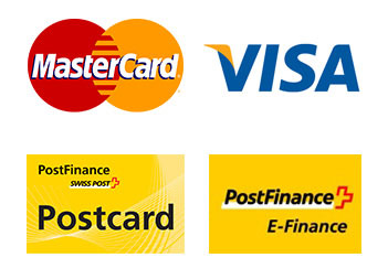 Visa, Master Card, Postfinance, Postcard